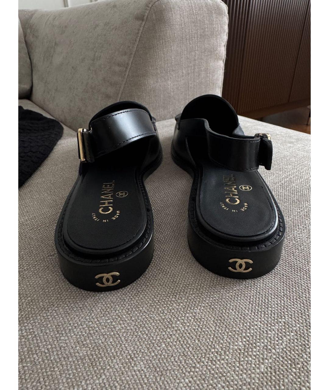 CHANEL Черные кожаные мюли, фото 2