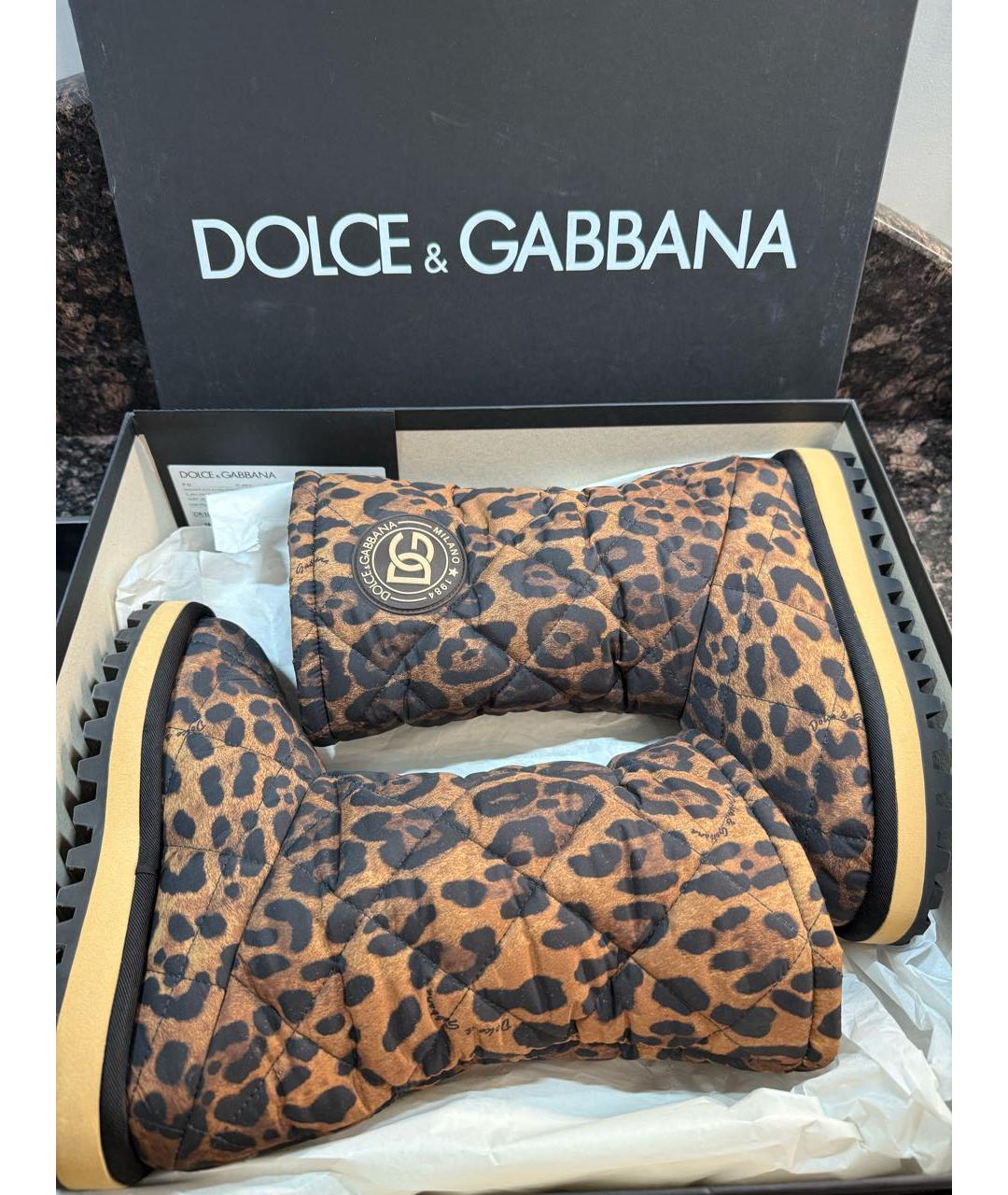DOLCE&GABBANA Коричневые текстильные сапоги, фото 4