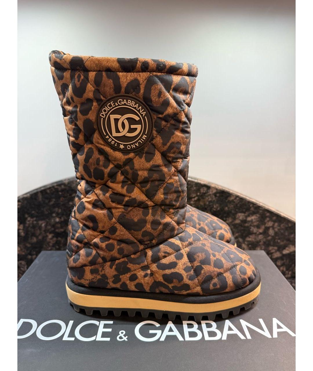 DOLCE&GABBANA Коричневые текстильные сапоги, фото 5