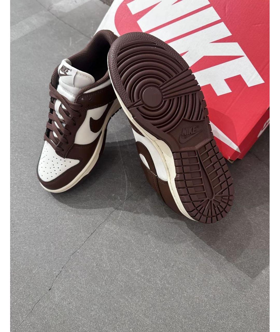 NIKE Коричневые кожаные низкие кроссовки / кеды, фото 7