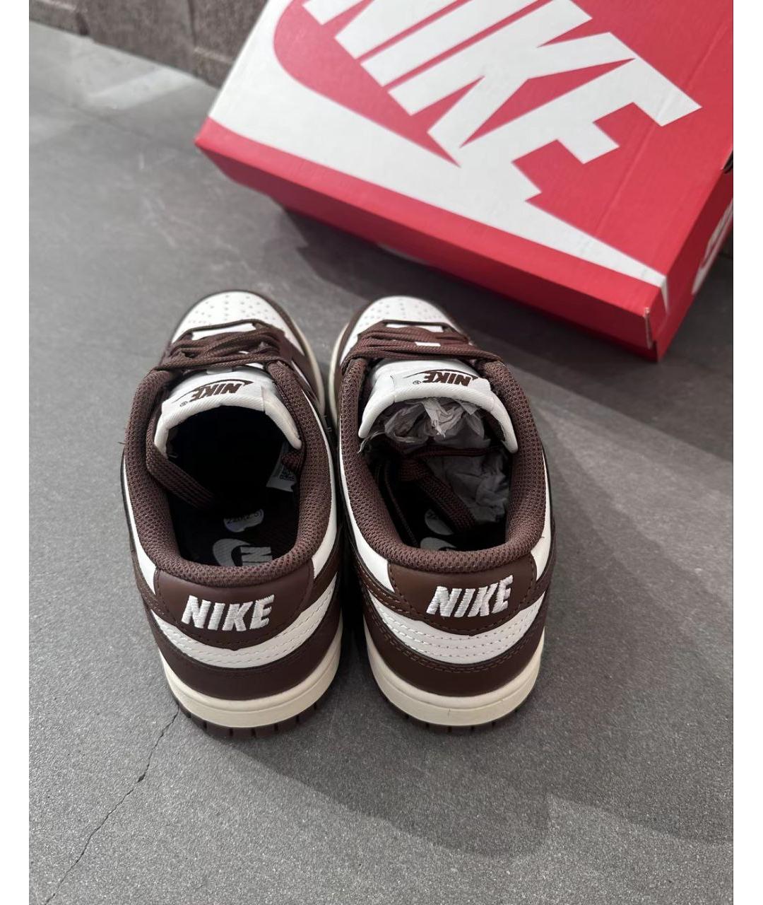 NIKE Коричневые кожаные низкие кроссовки / кеды, фото 3