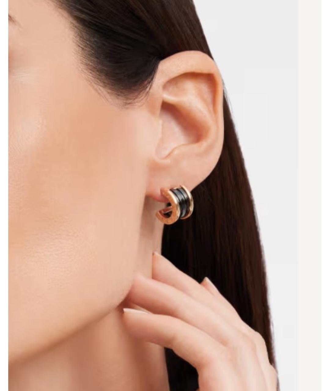 BVLGARI Черные серьги из розового золота, фото 3