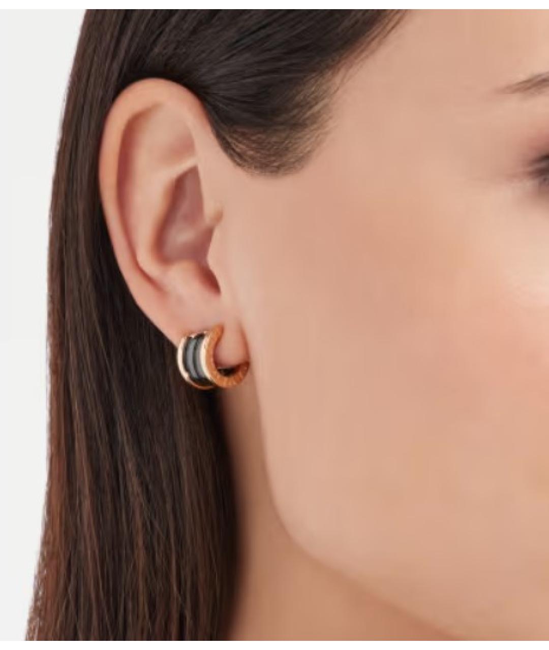 BVLGARI Черные серьги из розового золота, фото 4