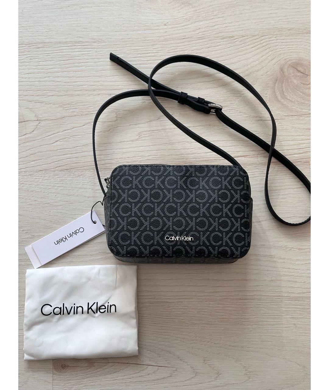CALVIN KLEIN Черная сумка через плечо из искусственной кожи, фото 2