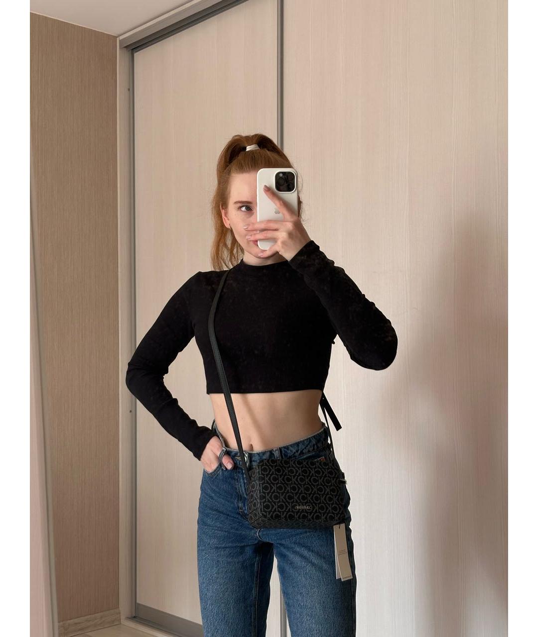 CALVIN KLEIN Черная сумка через плечо из искусственной кожи, фото 5