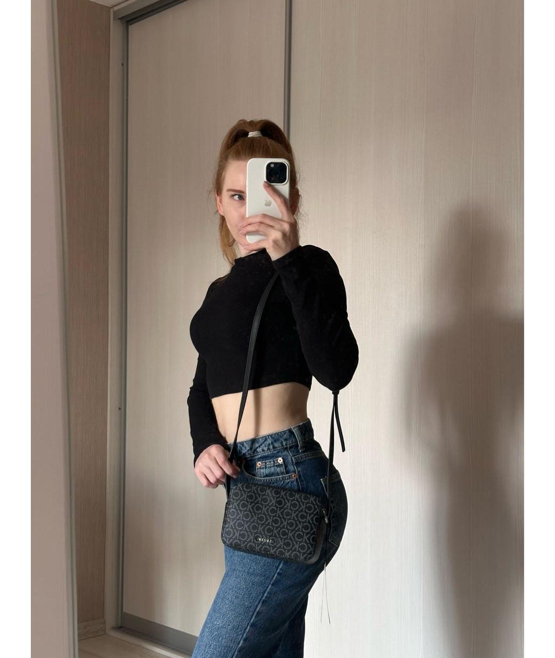 CALVIN KLEIN Черная сумка через плечо из искусственной кожи, фото 6
