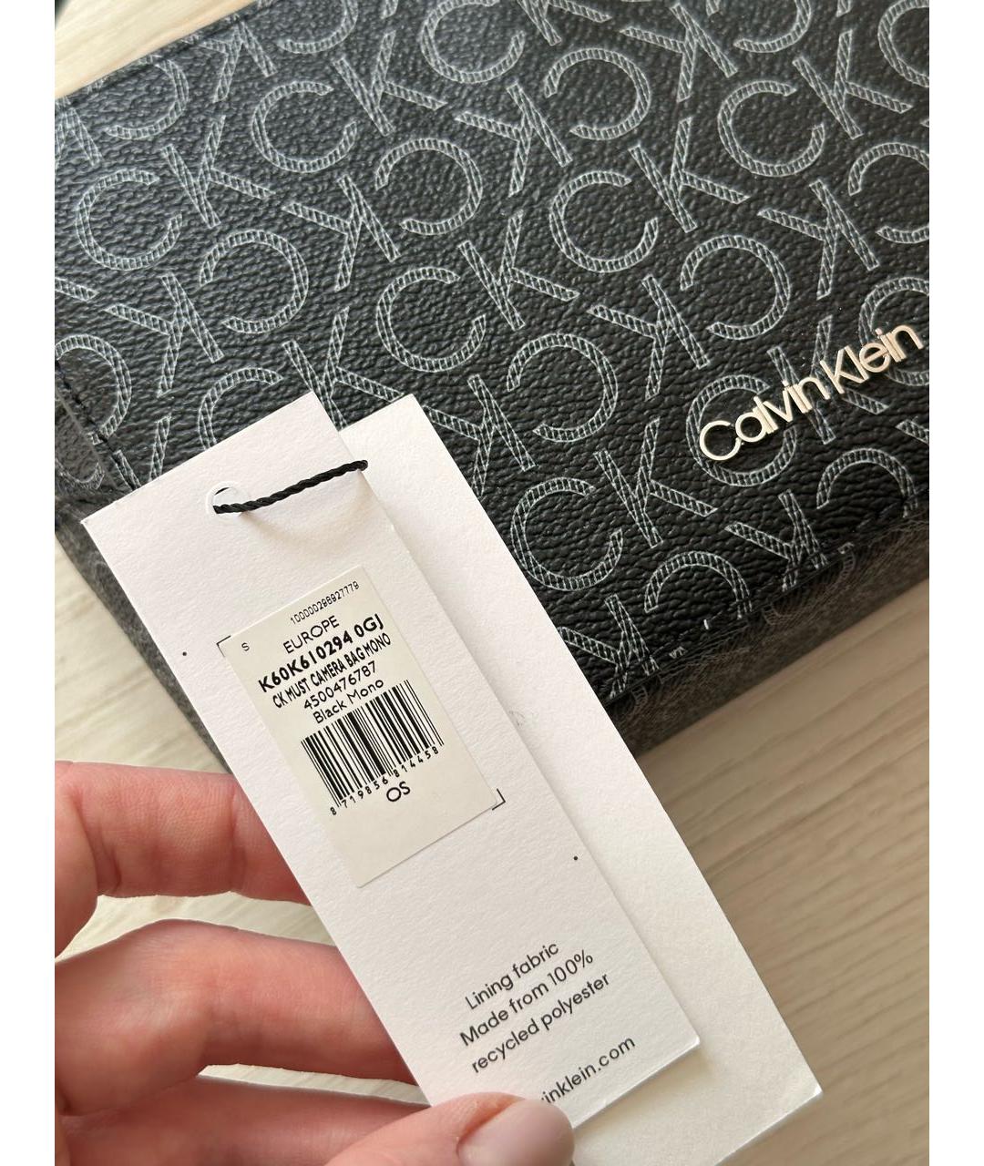 CALVIN KLEIN Черная сумка через плечо из искусственной кожи, фото 7