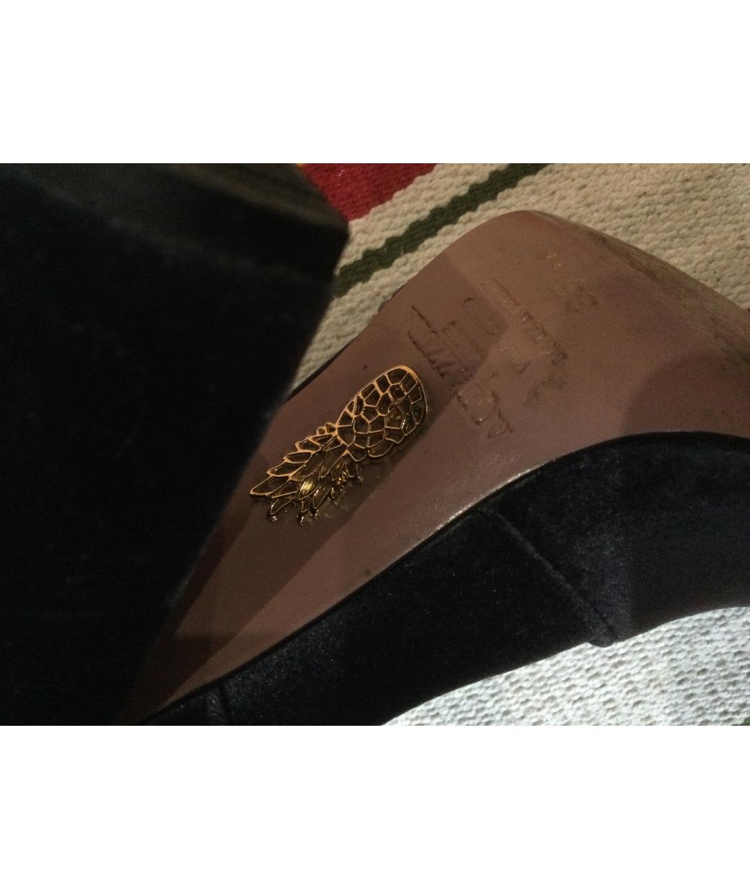 AQUAZZURA Синие бархатные ботфорты, фото 7
