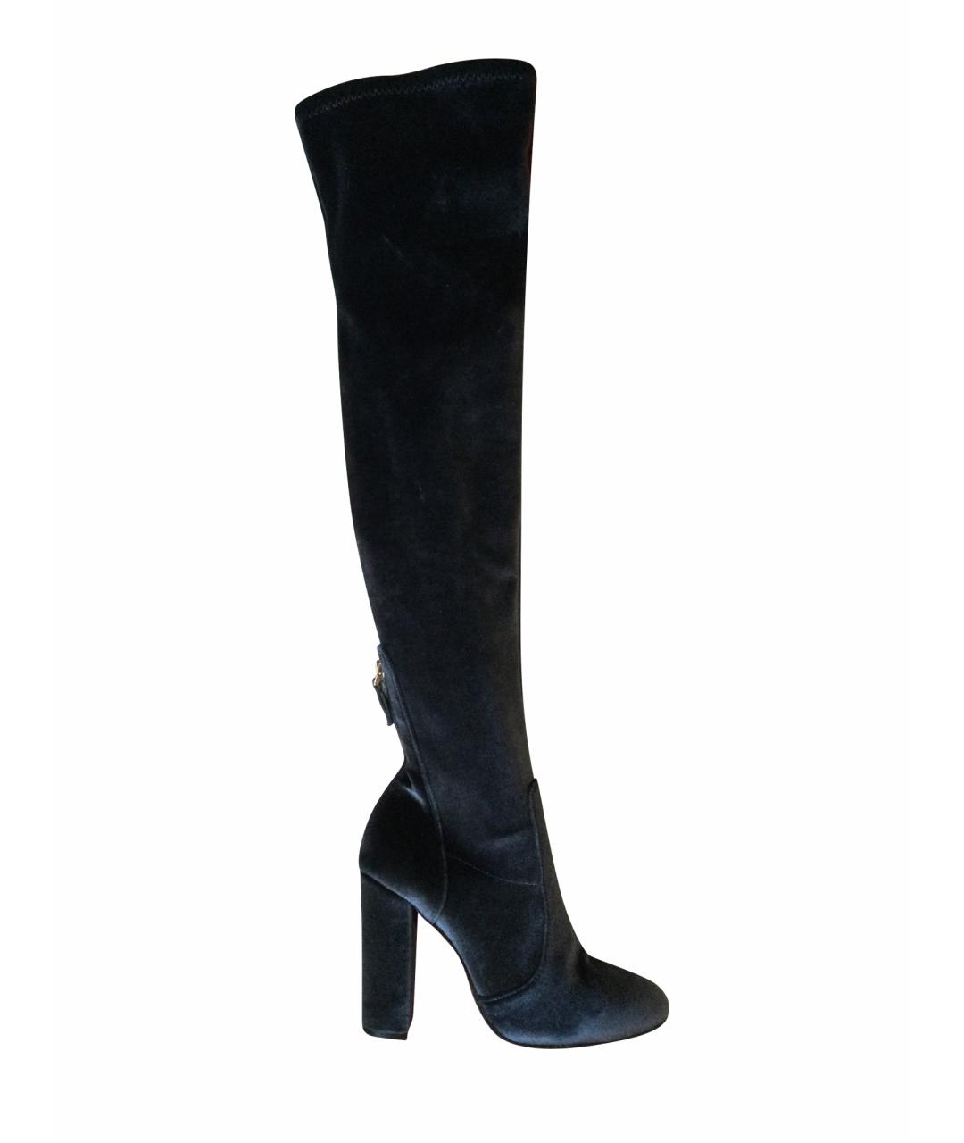 AQUAZZURA Синие бархатные ботфорты, фото 1