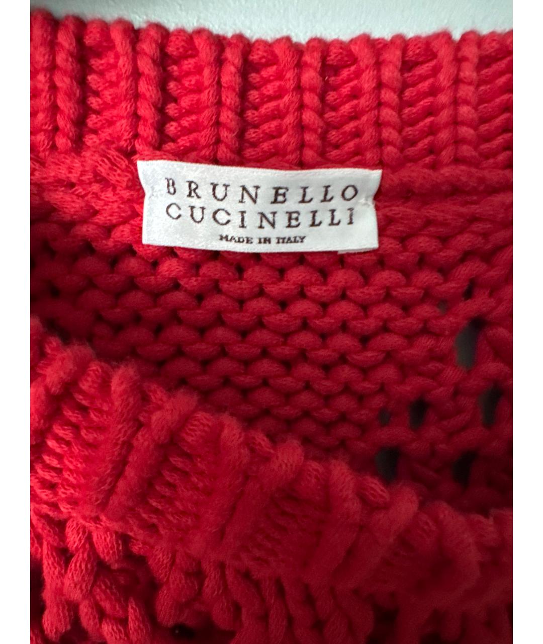 BRUNELLO CUCINELLI Красный хлопковый джемпер / свитер, фото 3
