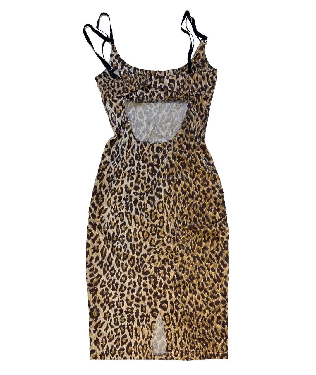 DOLCE&GABBANA Коричневое вискозное коктейльное платье, фото 2
