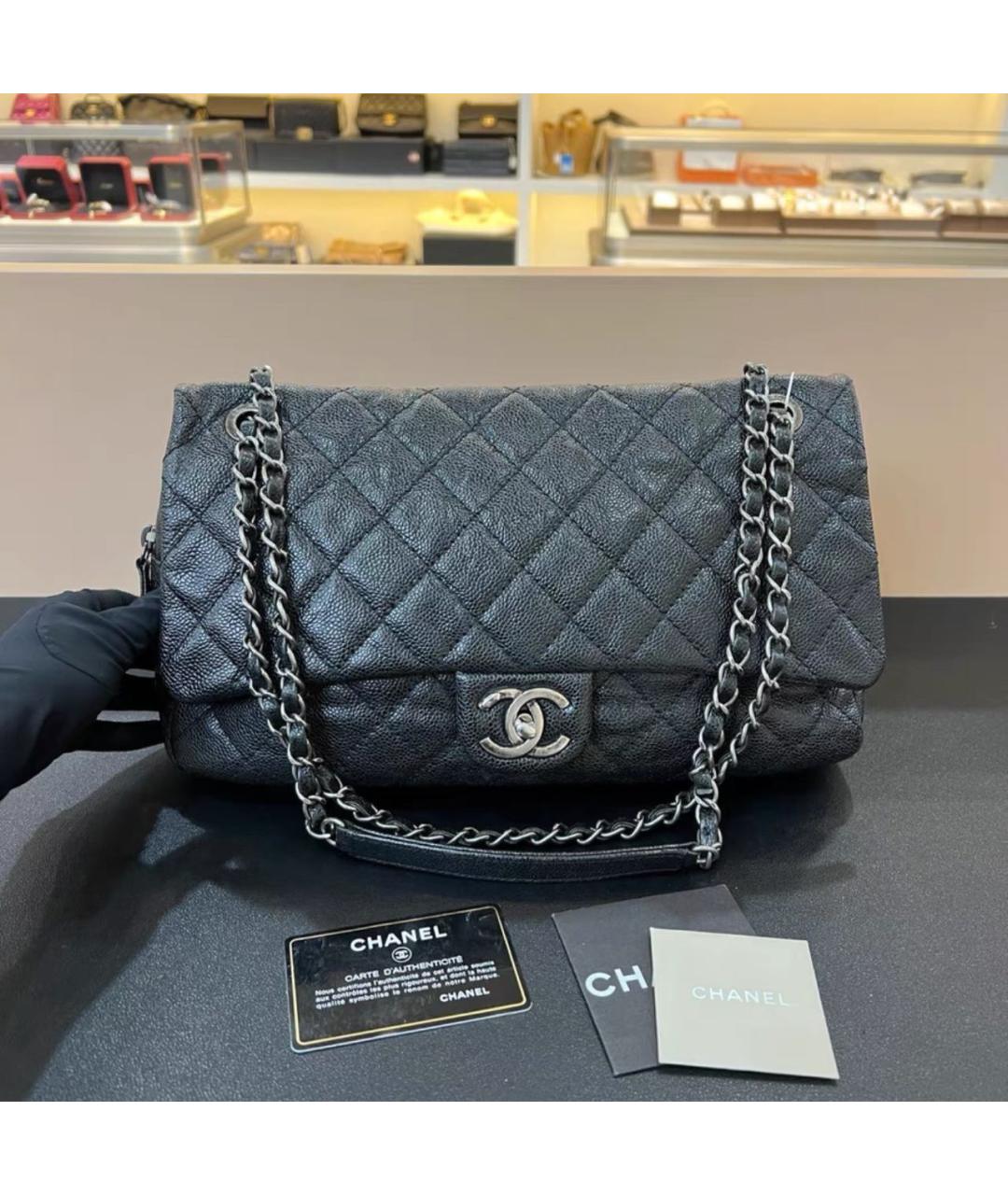 CHANEL Черная кожаная сумка тоут, фото 8