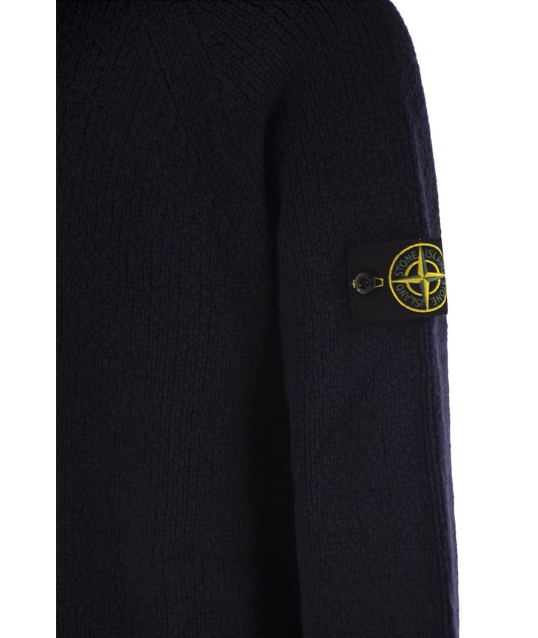 STONE ISLAND Темно-синий шерстяной джемпер / свитер, фото 4