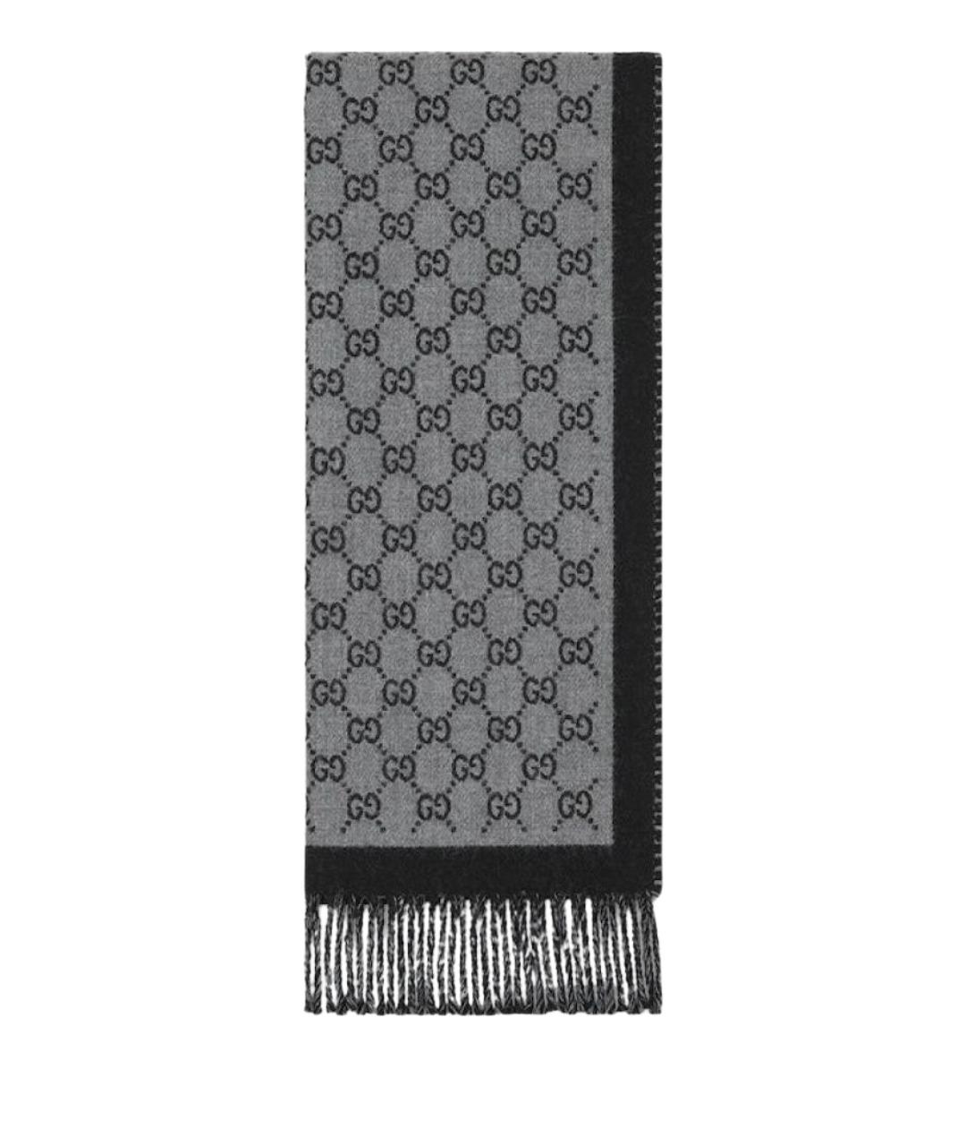 GUCCI Серый шерстяной шарф, фото 1