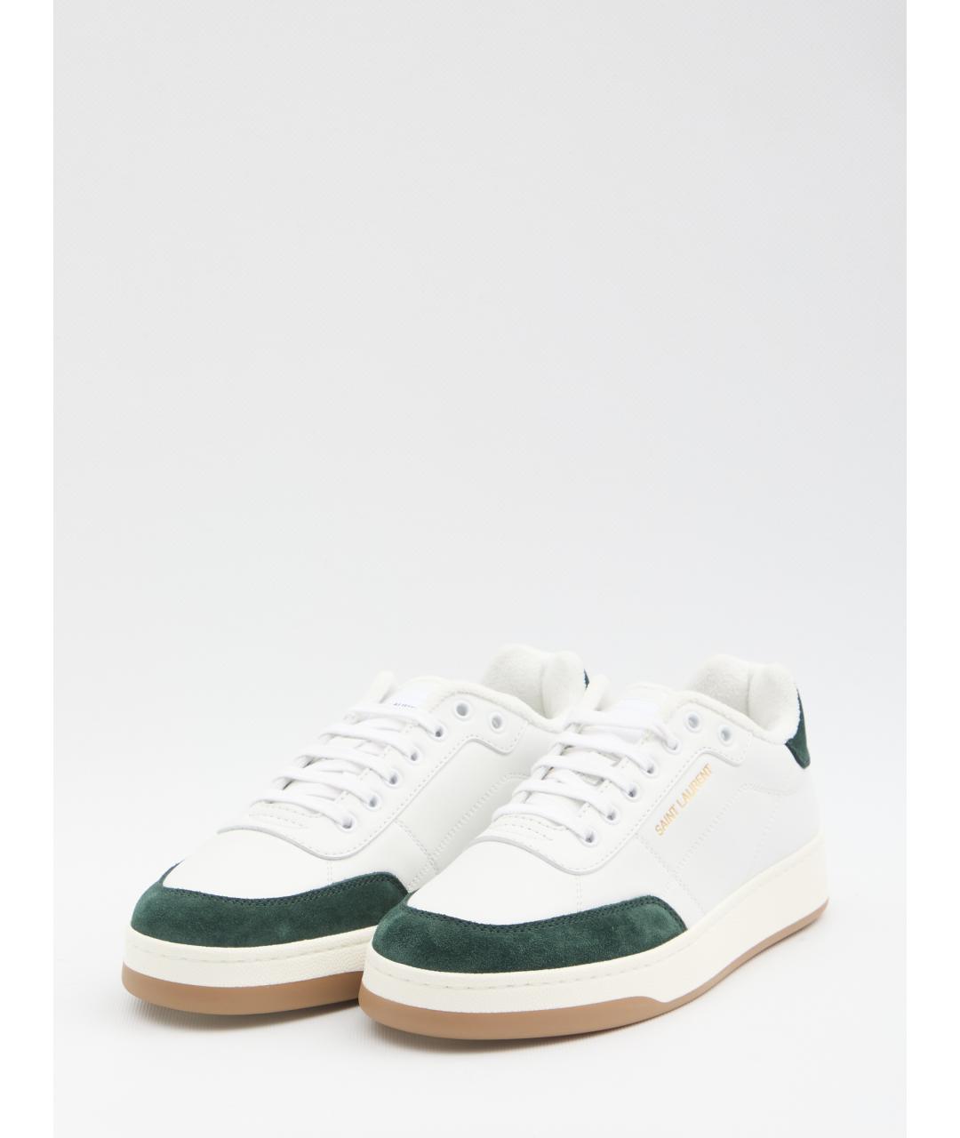 SAINT LAURENT Белые кожаные низкие кроссовки / кеды, фото 2