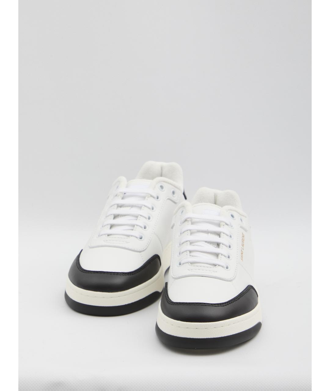 SAINT LAURENT Белые кожаные низкие кроссовки / кеды, фото 5