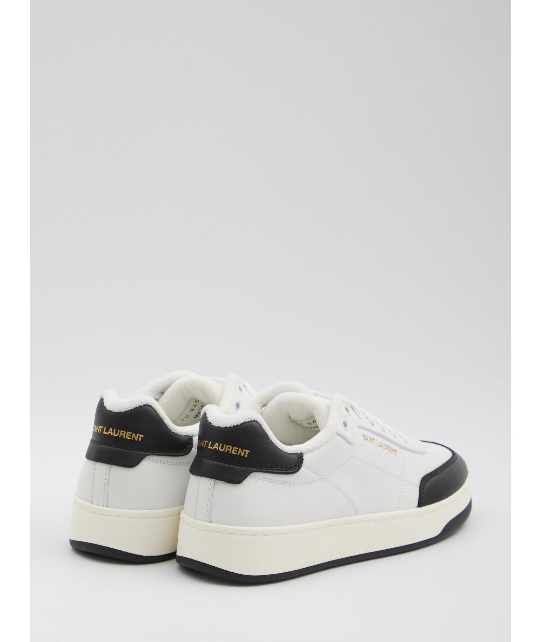 SAINT LAURENT Белые кожаные низкие кроссовки / кеды, фото 3