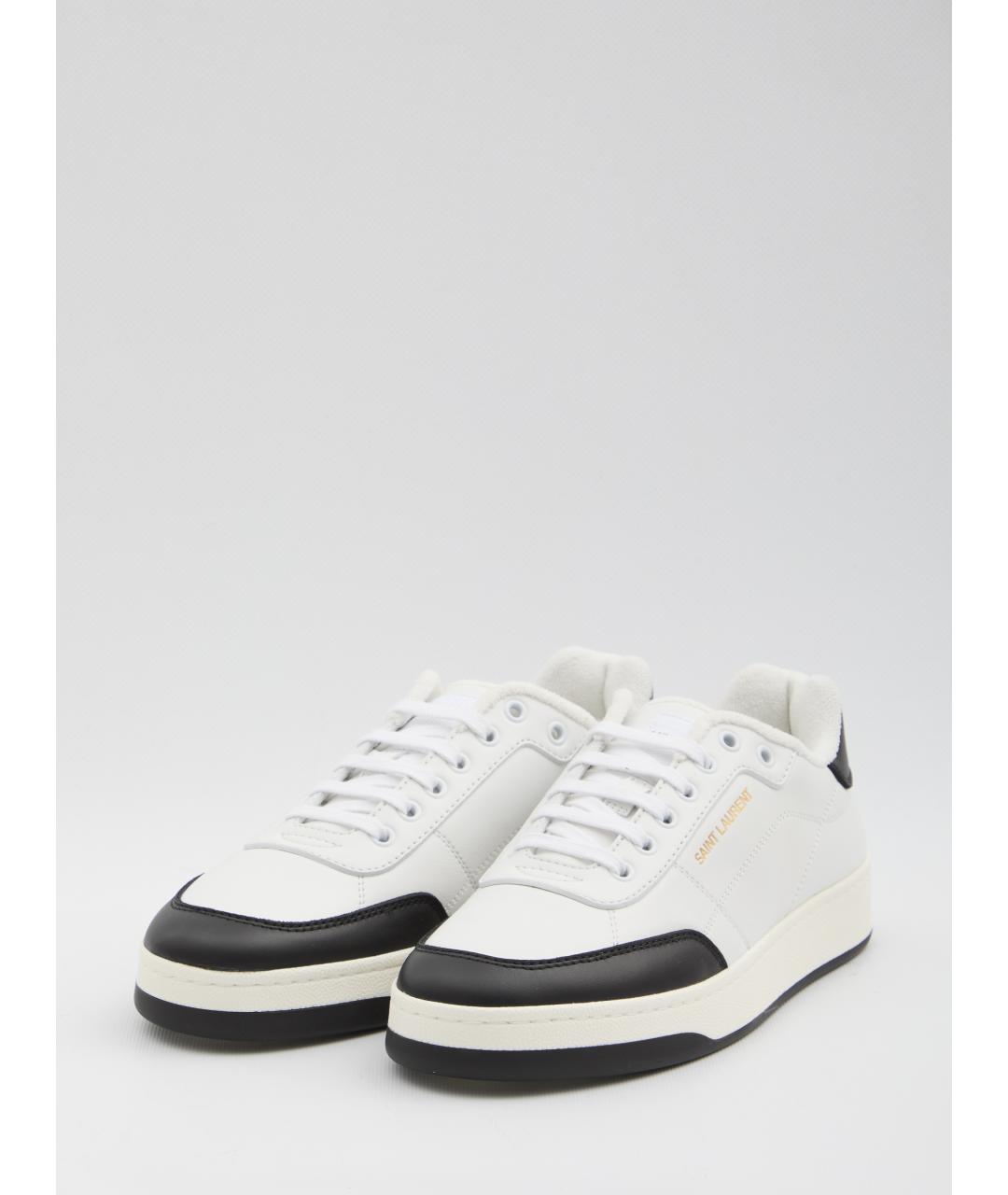 SAINT LAURENT Белые кожаные низкие кроссовки / кеды, фото 2