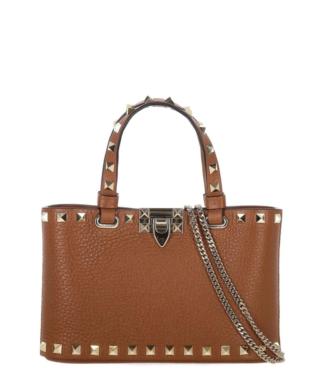 VALENTINO Коричневая кожаная сумка тоут, фото 1