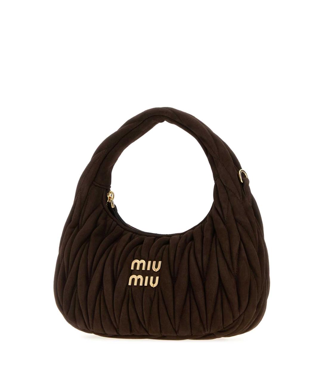 MIU MIU Коричневая замшевая сумка с короткими ручками, фото 2