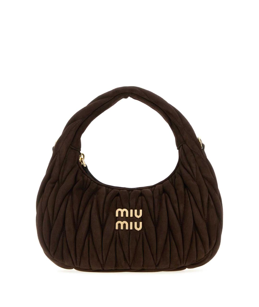 MIU MIU Коричневая замшевая сумка с короткими ручками, фото 1
