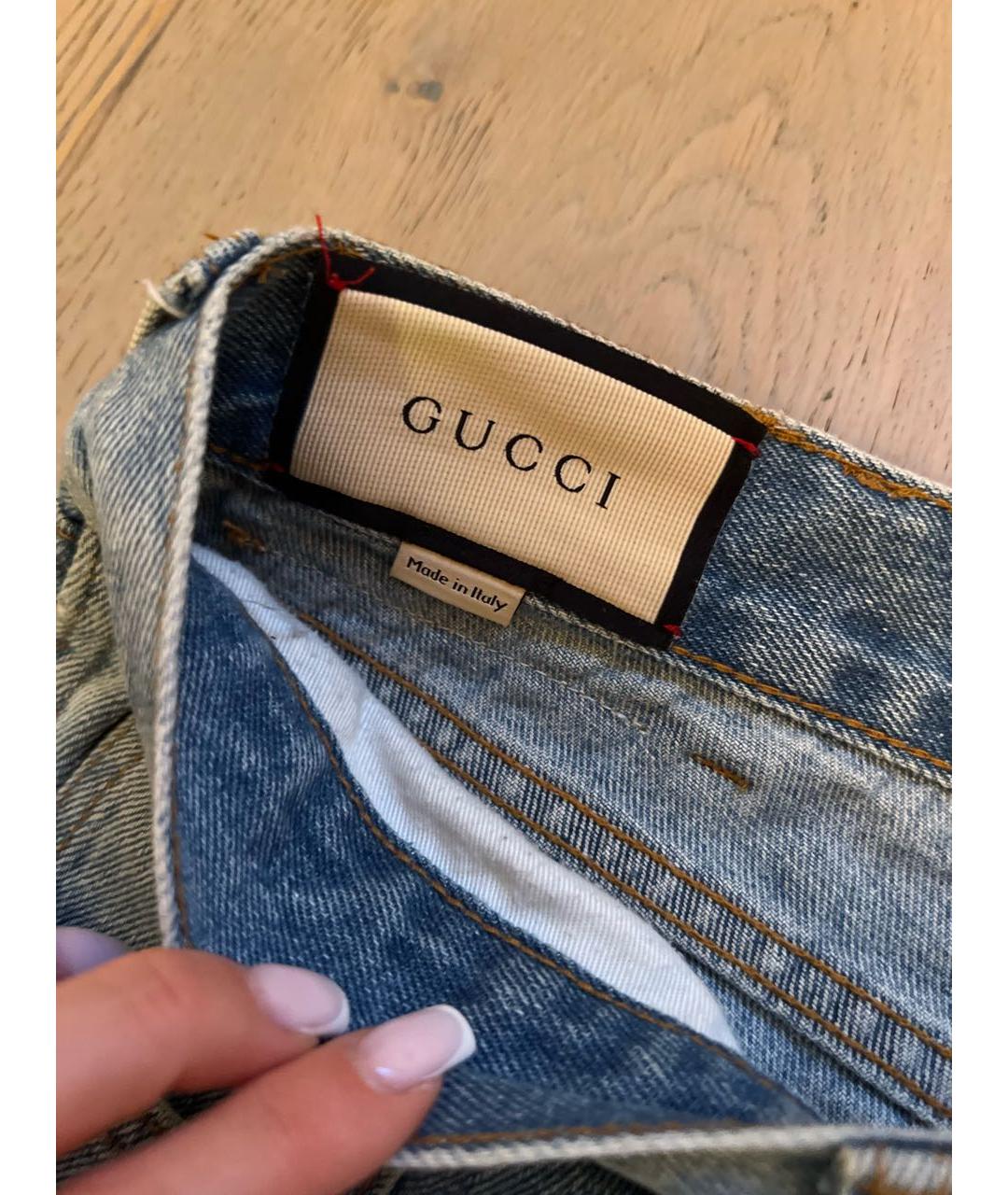 GUCCI Голубые хлопковые джинсы скинни, фото 4