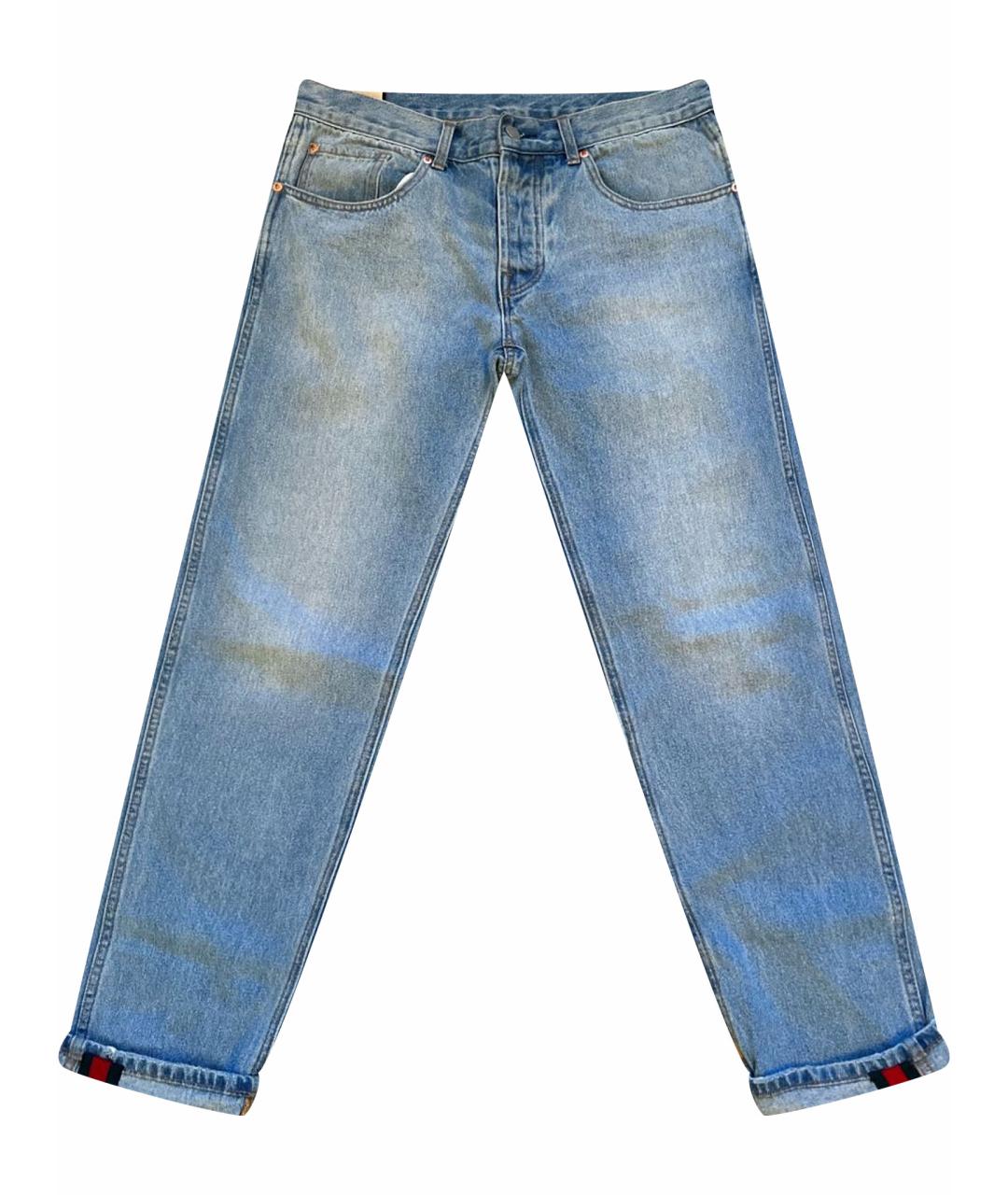GUCCI Голубые хлопковые джинсы скинни, фото 1