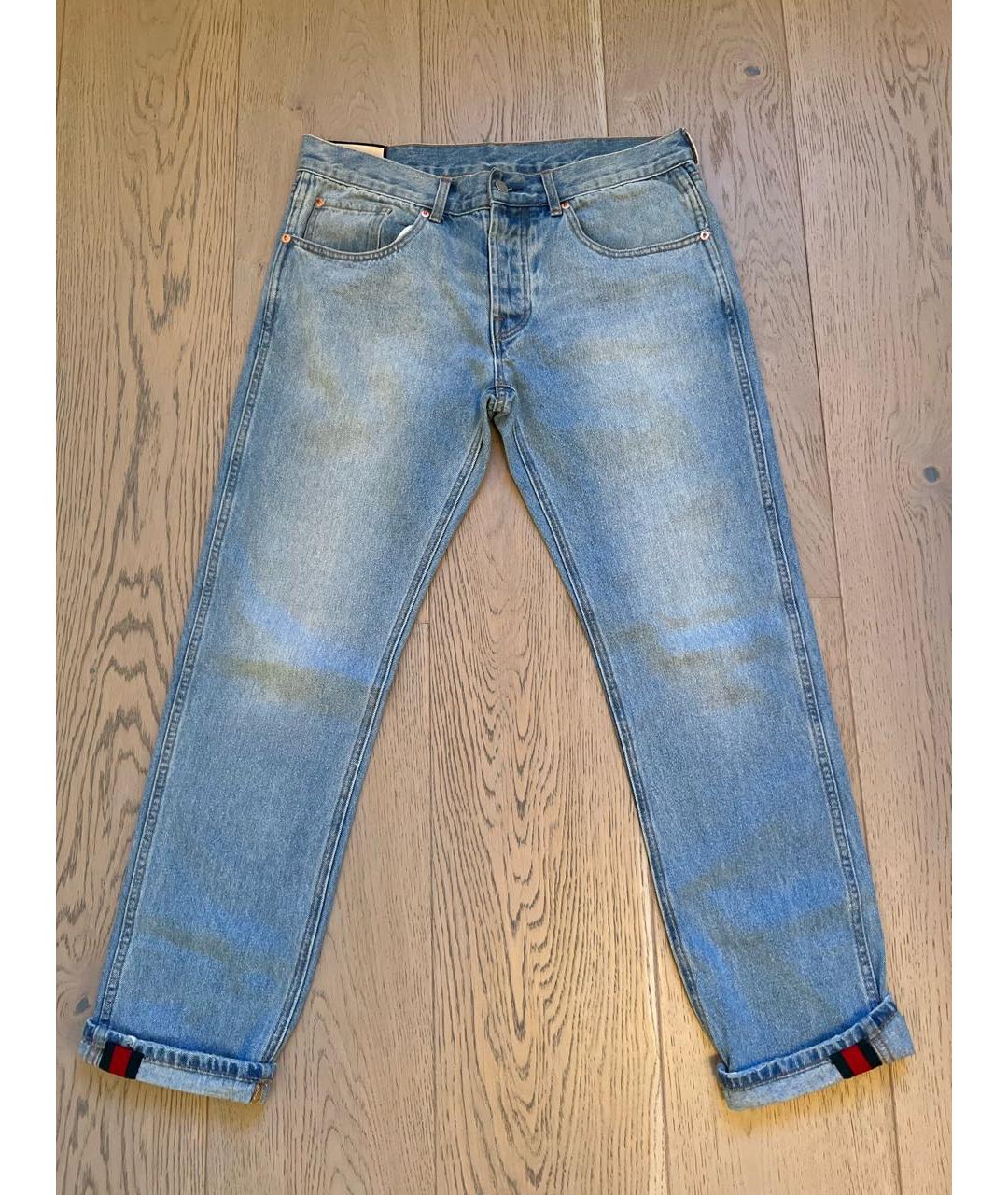 GUCCI Голубые хлопковые джинсы скинни, фото 8
