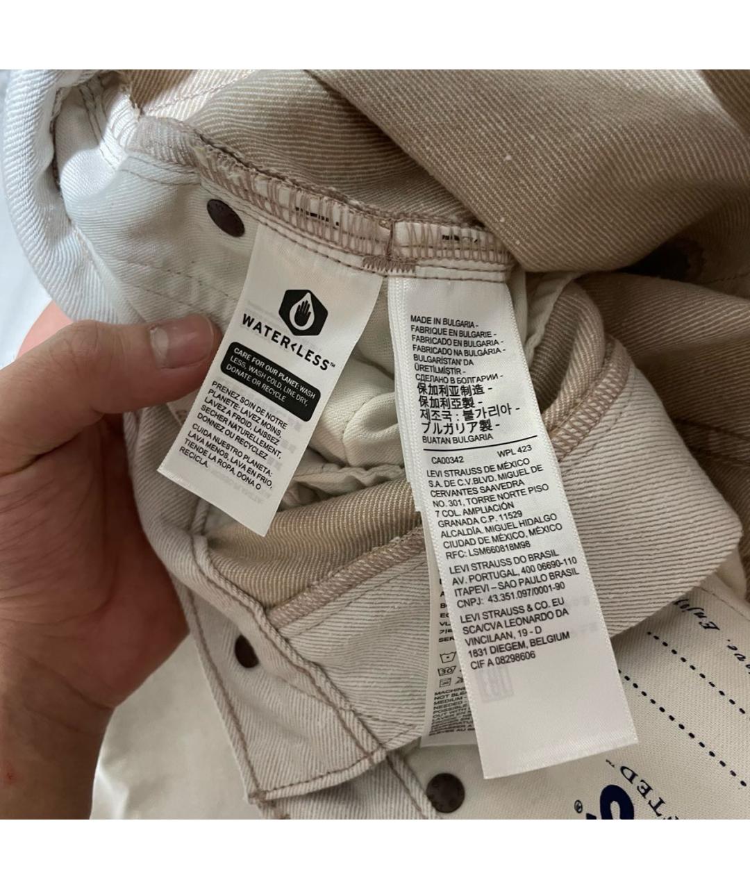LEVI'S Бежевые хлопковые прямые джинсы, фото 8