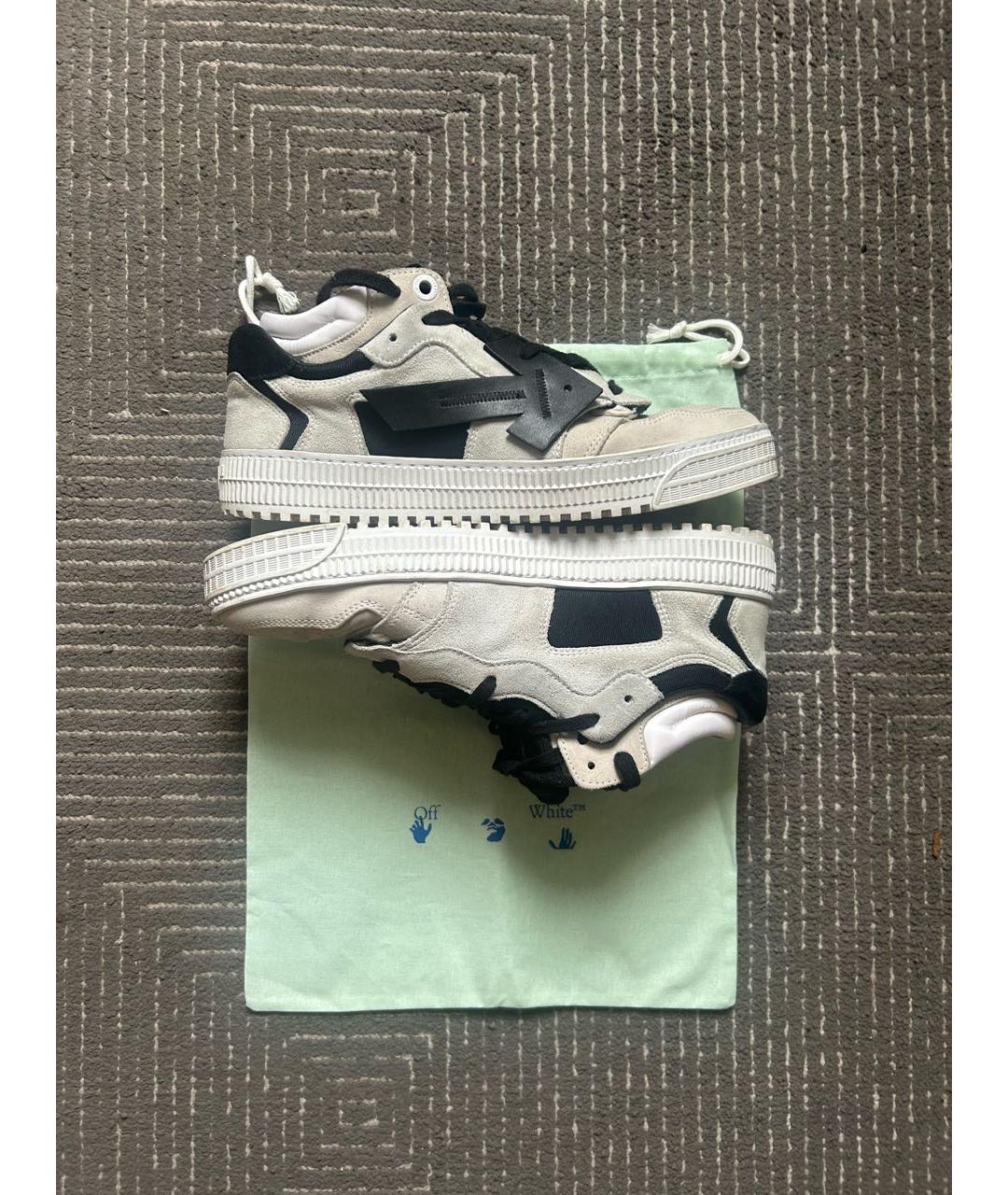 OFF-WHITE Белые замшевые высокие кроссовки / кеды, фото 9