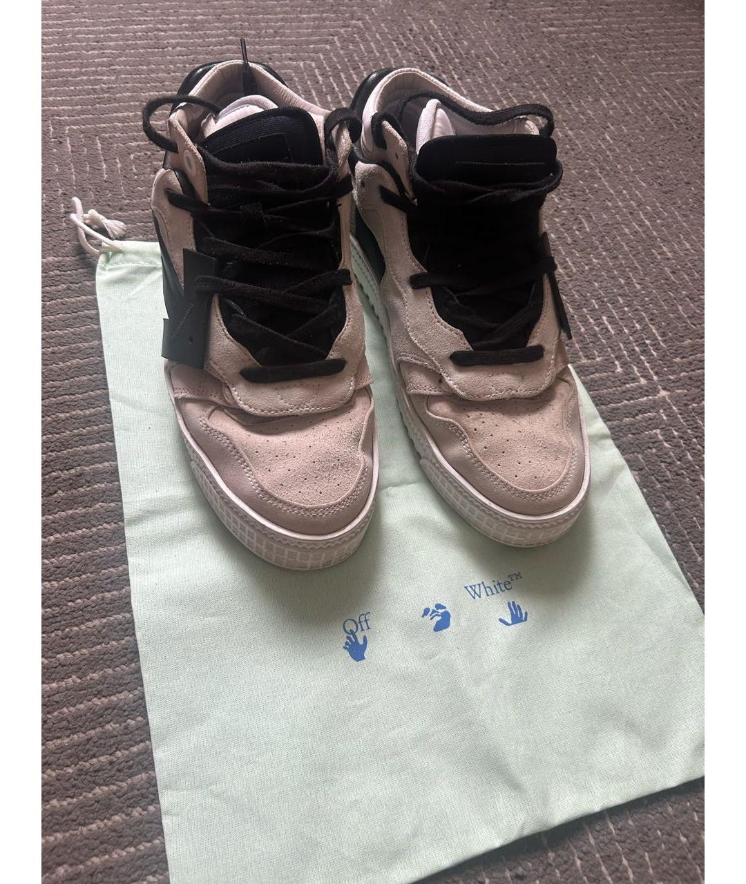 OFF-WHITE Белые замшевые высокие кроссовки / кеды, фото 2