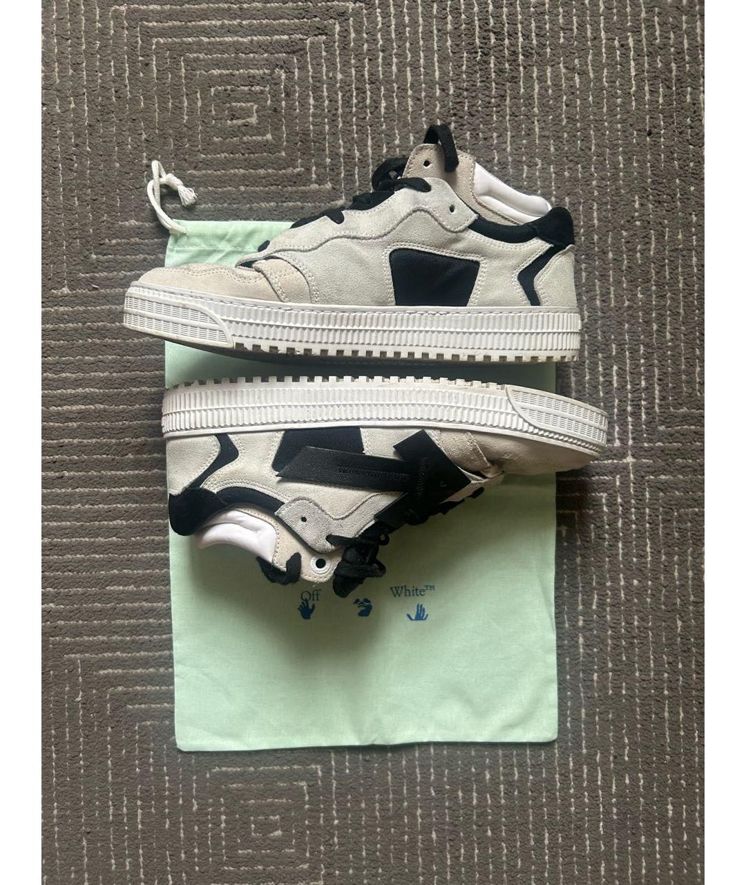 OFF-WHITE Белые замшевые высокие кроссовки / кеды, фото 5