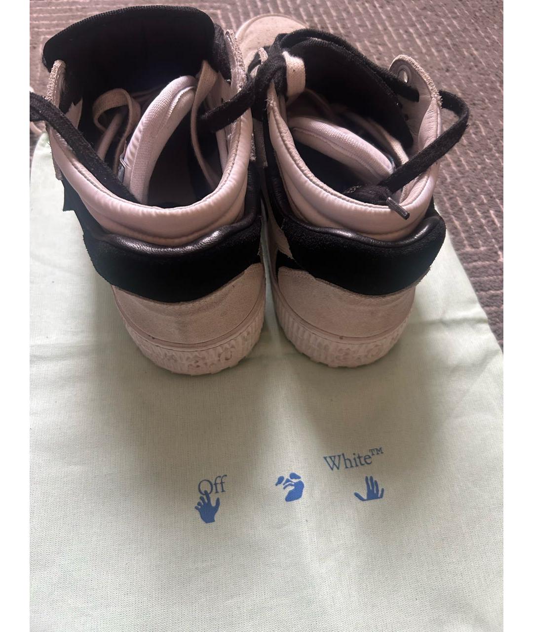 OFF-WHITE Белые замшевые высокие кроссовки / кеды, фото 4