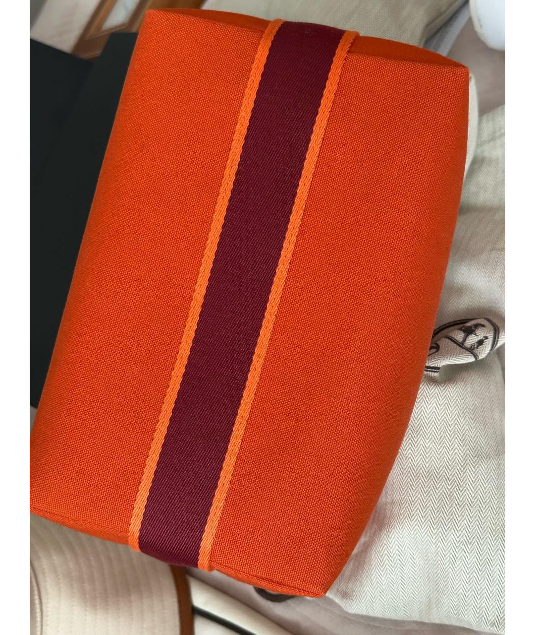 HERMES Оранжевая хлопковая косметичка, фото 4