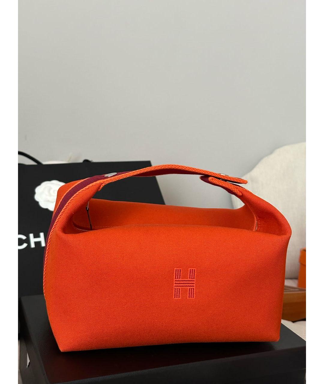 HERMES Оранжевая хлопковая косметичка, фото 2