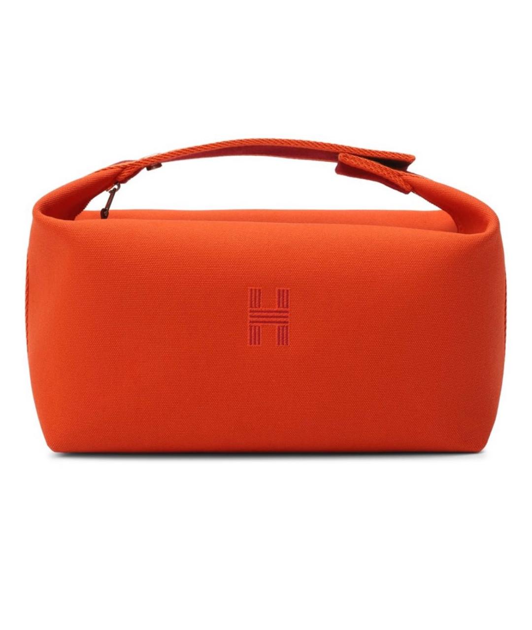 HERMES Оранжевая хлопковая косметичка, фото 5
