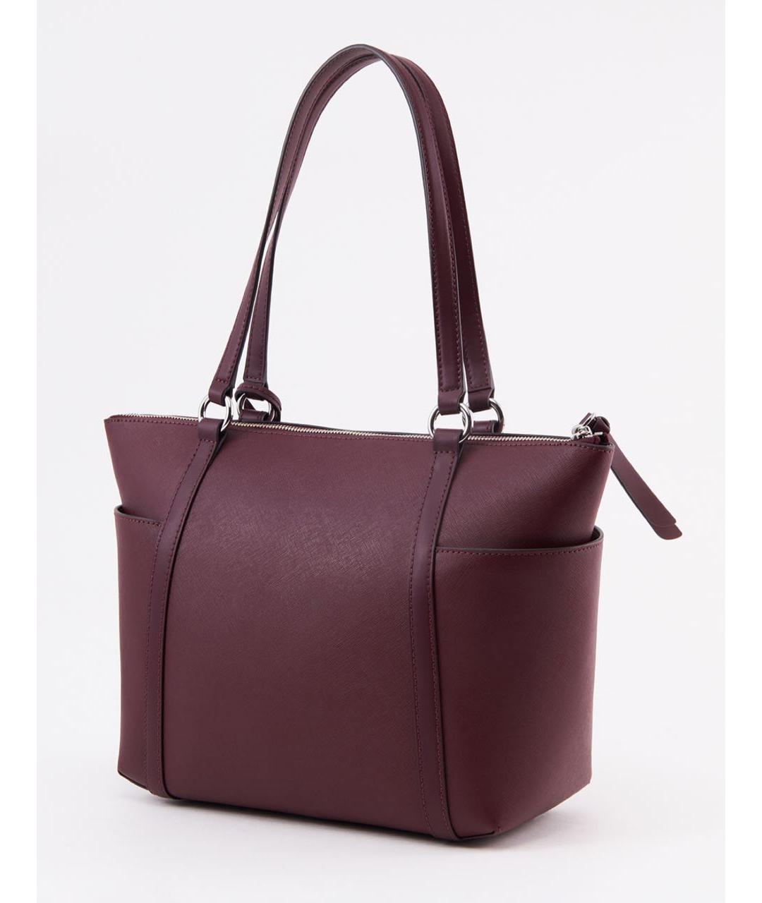 MICHAEL KORS Бордовая кожаная сумка тоут, фото 2