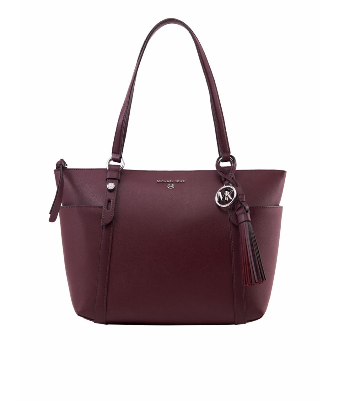 MICHAEL KORS Бордовая кожаная сумка тоут, фото 1