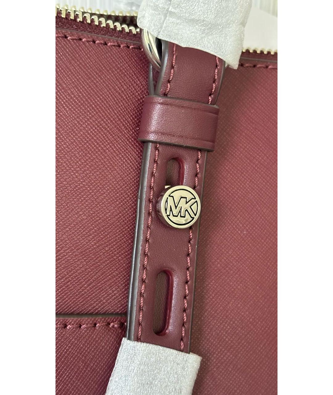 MICHAEL KORS Бордовая кожаная сумка тоут, фото 6