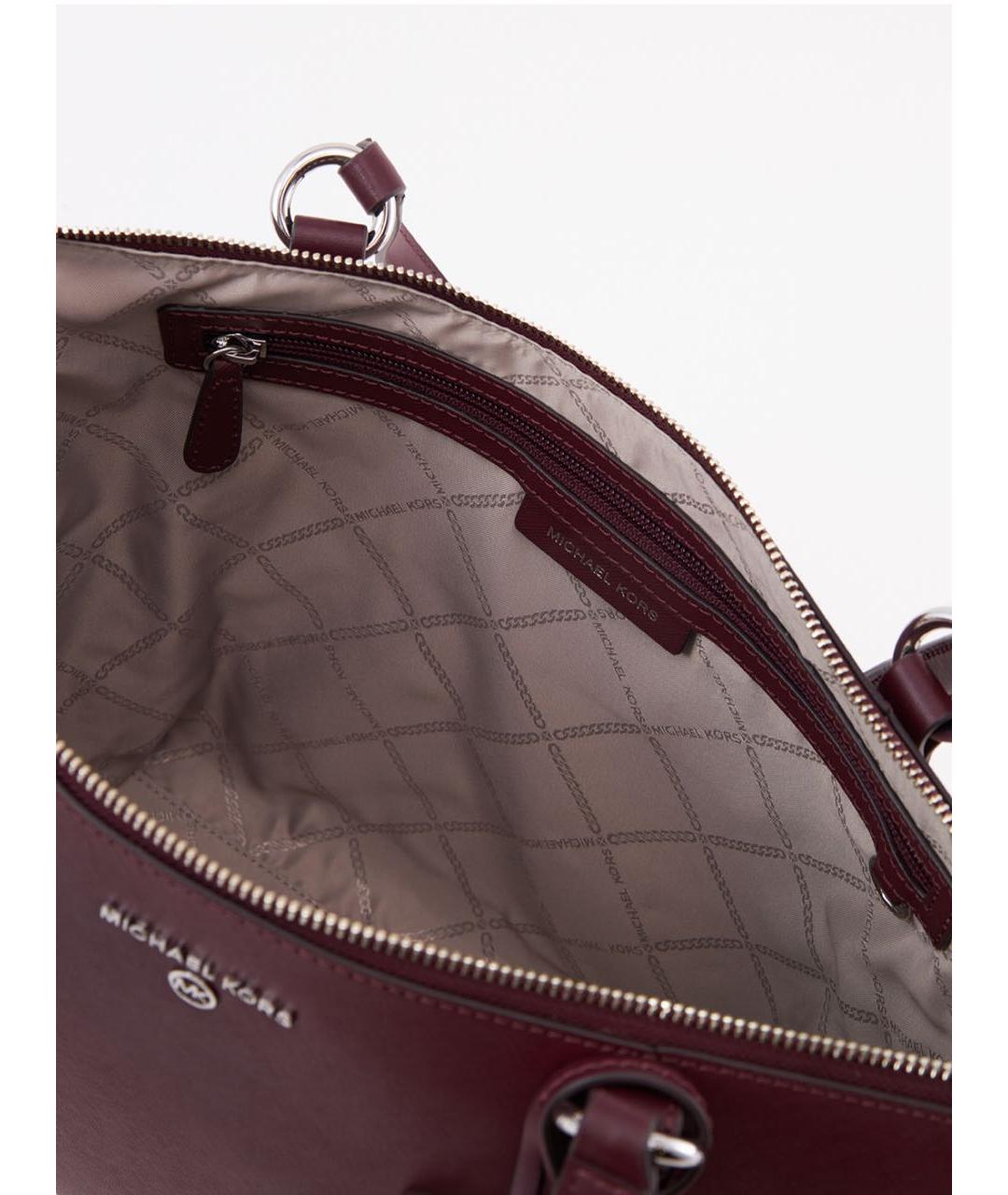 MICHAEL KORS Бордовая кожаная сумка тоут, фото 3