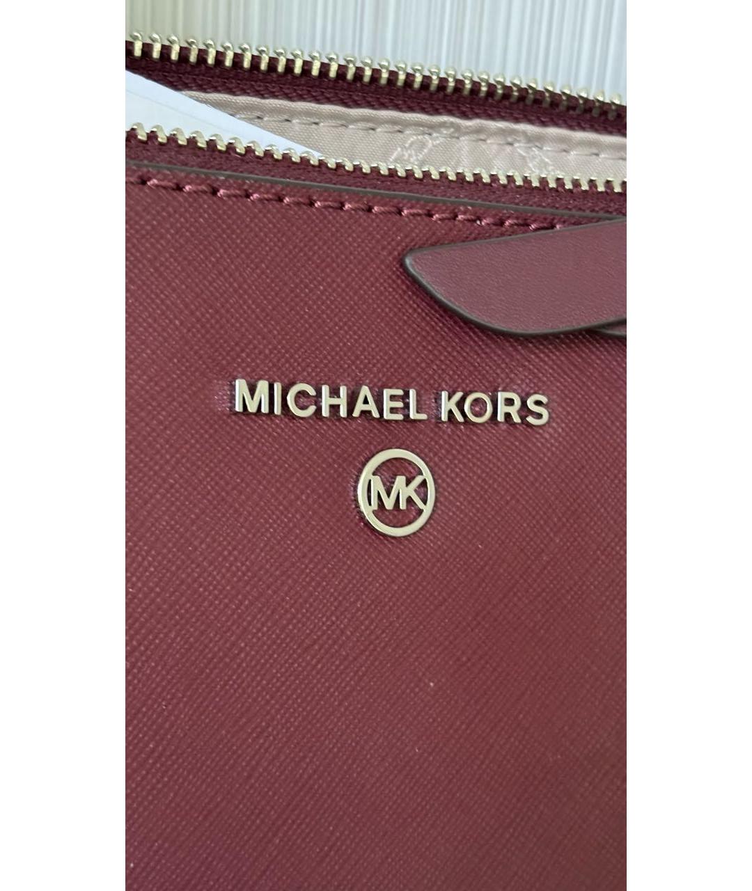 MICHAEL KORS Бордовая кожаная сумка тоут, фото 7