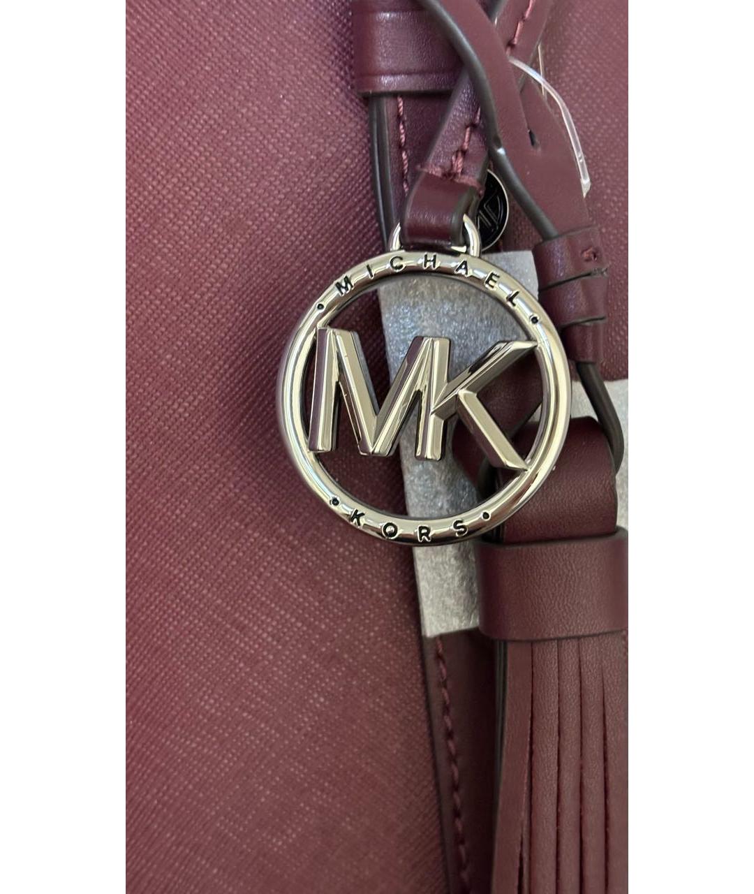MICHAEL KORS Бордовая кожаная сумка тоут, фото 5