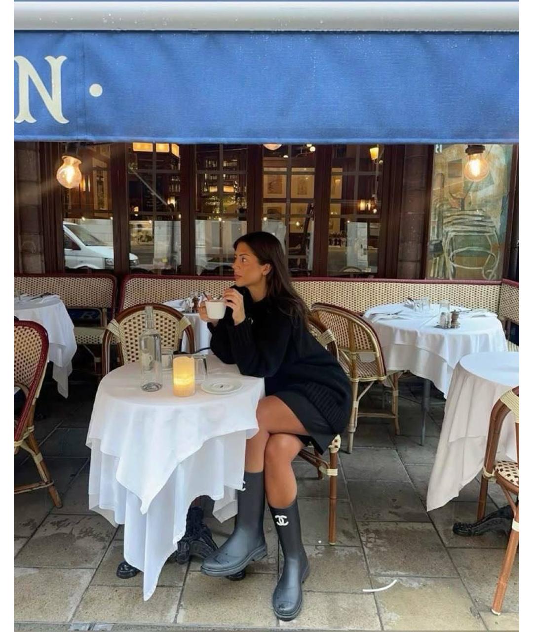 CHANEL Черные резиновые сапоги, фото 6