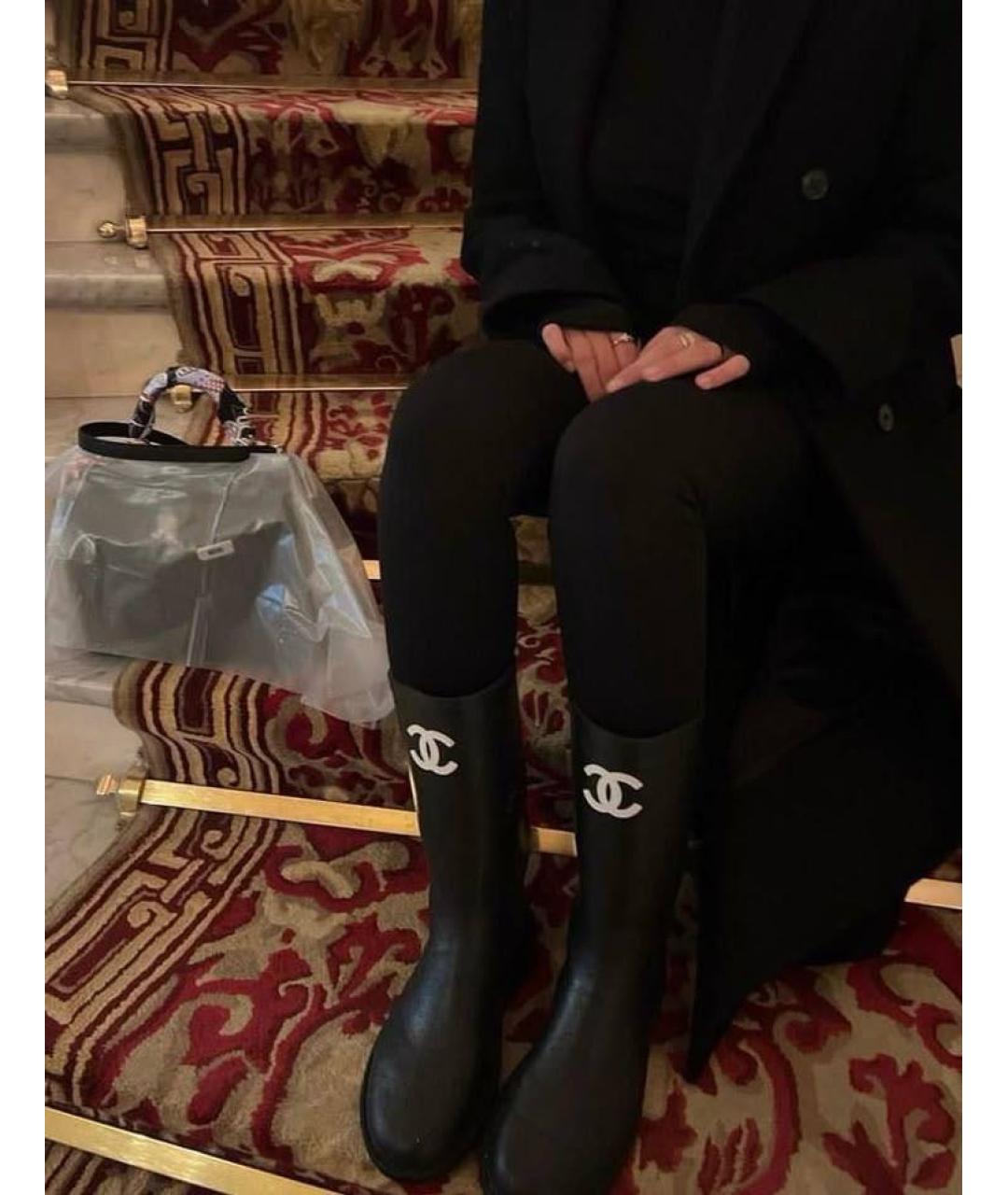 CHANEL Черные резиновые сапоги, фото 3
