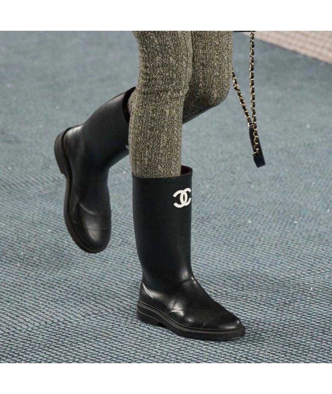 CHANEL Черные резиновые сапоги, фото 5