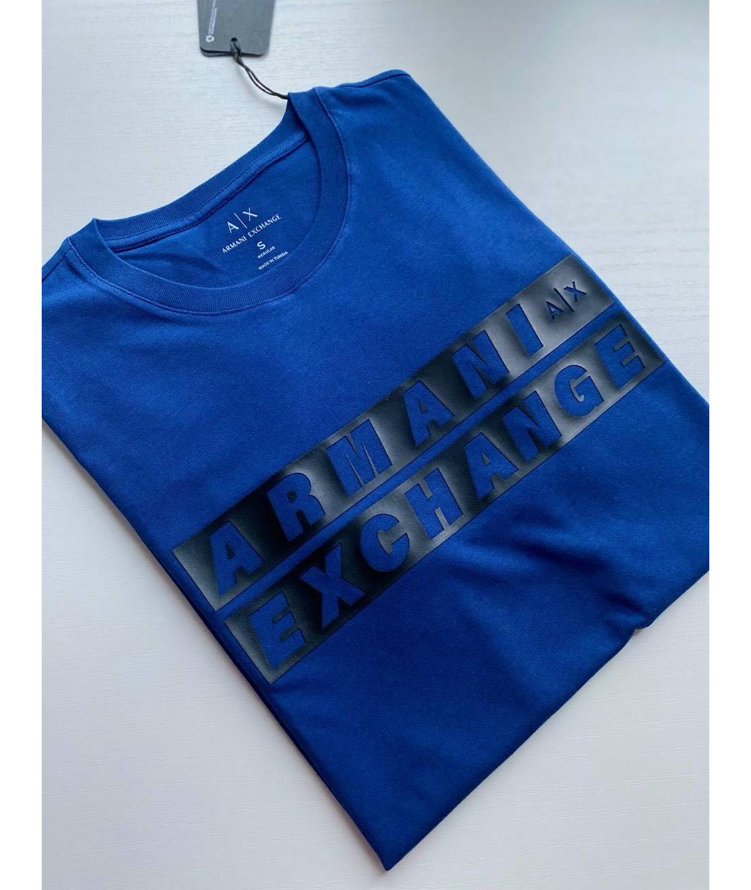 ARMANI EXCHANGE Синяя хлопковая футболка, фото 3