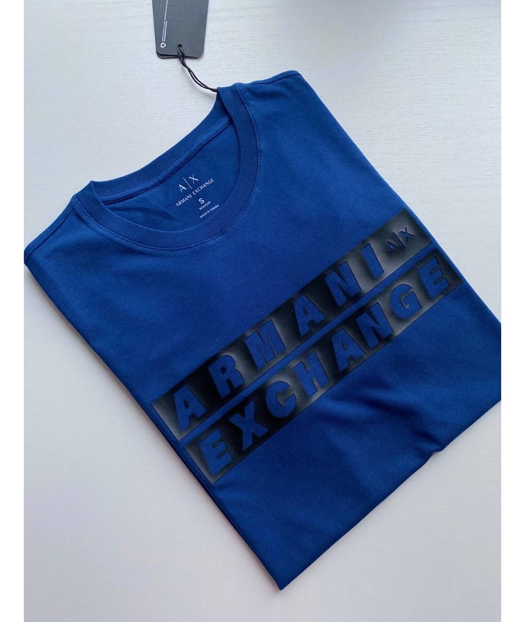 ARMANI EXCHANGE Синяя хлопковая футболка, фото 4