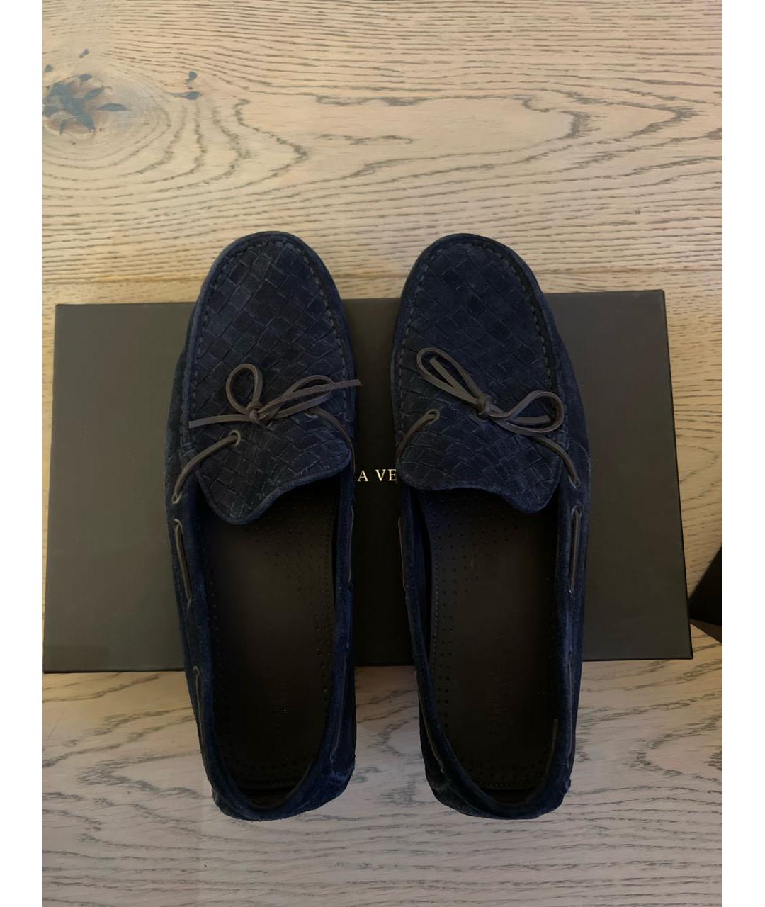 BOTTEGA VENETA Темно-синие замшевые мокасины, фото 4