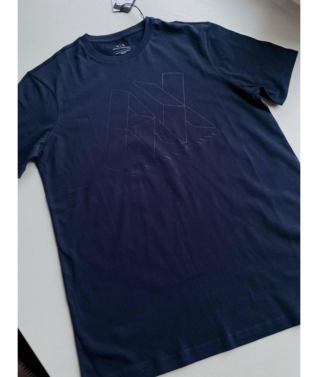 ARMANI EXCHANGE Темно-синяя хлопковая футболка, фото 5