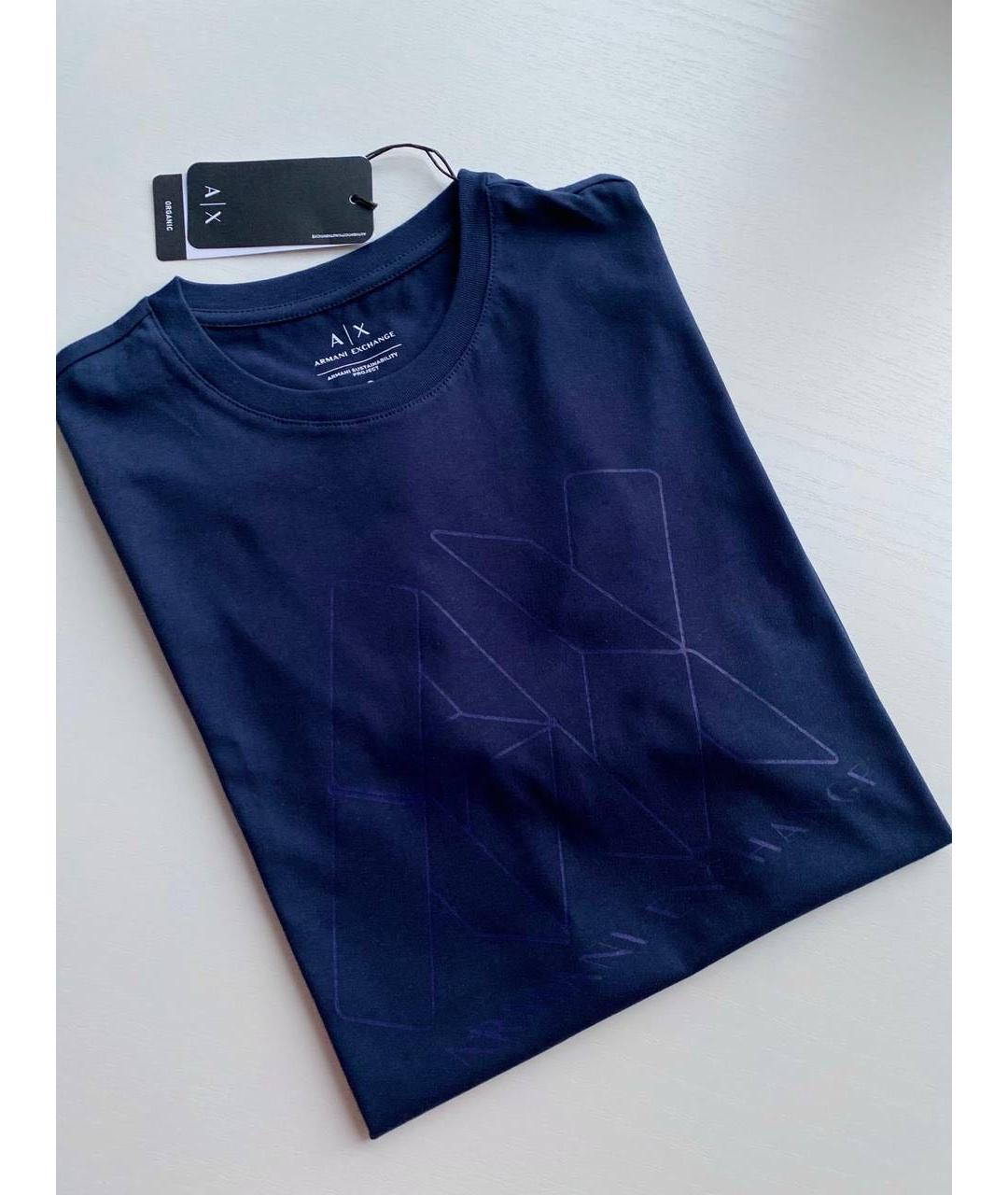 ARMANI EXCHANGE Темно-синяя хлопковая футболка, фото 4